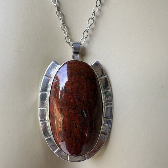 Ray Youmans Dinosaur Gem Bone Pendant Necklace‎ Sterling Silver Multicolor 26.7g - Picture 5 of 13